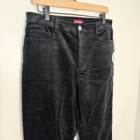 NWT Staud Chisel Straight Pant Corduroy Women's Size 10 Black Casual Grunge Fall - Picture 3 of 8